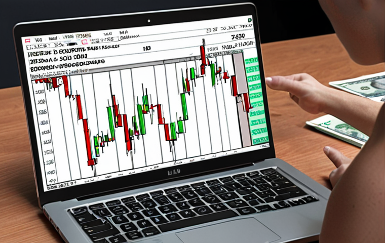 **

A beginner learning Forex trading, looking at a currency pair chart (EUR/USD) on a laptop with basic indicators like moving averages. The scene should convey a sense of cautious optimism and learning. Focus on showing the technical analysis aspect.

**