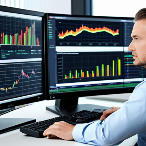 외환관리사와 외환 관리 혁신 사례 - **Prompt:** Professional risk manager in a modern office setting, analyzing currency charts on multi...