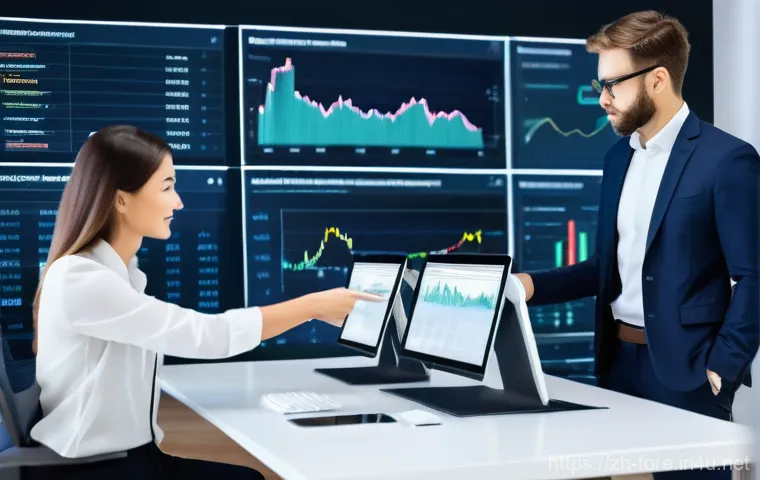 외환관리사와 글로벌 금융 시장 비교 - **Prompt: Global Market Strategist in a High-Tech Forex Office**
    A sharp, intelligent female for...