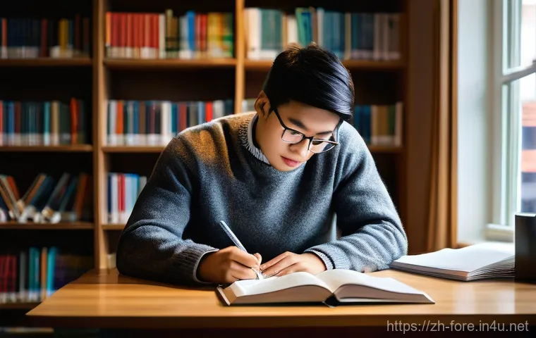 외환관리사 시험 난이도 분석 - **Prompt 1: Focused Study and Preparation**
    "A diligent young professional, of East Asian descen...