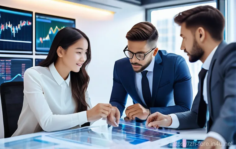 외환관리사 자격증과 MBA 병행 - **A dynamic, modern office environment:** A diverse group of young professionals (men and women, 20s...