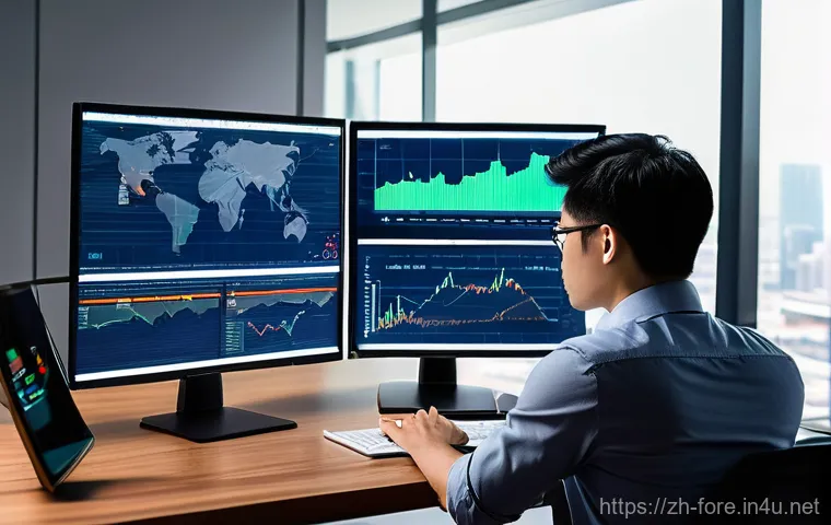 외환관리사와 외환 관리 사례 분석 - **Prompt:** A focused young professional, of East Asian ethnicity, in their late twenties, sits inte...