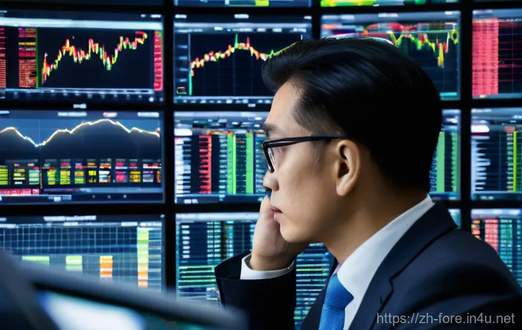 외환관리사와 외환 거래 알고리즘 - An experienced, calm, and insightful East Asian forex manager, late 30s to early 40s, sits in a slee...