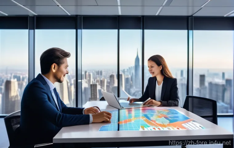 외환관리사와 외환 송금 서비스 비교 - **Prompt:** A professional female foreign exchange manager, in her late 30s, with a warm and knowled...