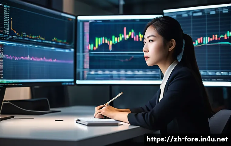 외환관리사 경력자의 조언 - **Prompt:** A focused East Asian female in her late 20s, dressed in smart business casual attire, si...