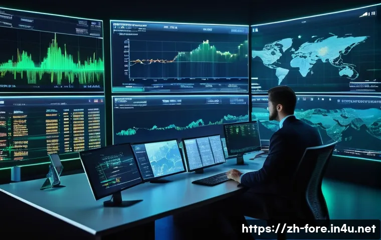 외환관리사와 글로벌 금융 트렌드 분석 - A futuristic corporate office environment showcasing a diverse team of professionals analyzing globa...