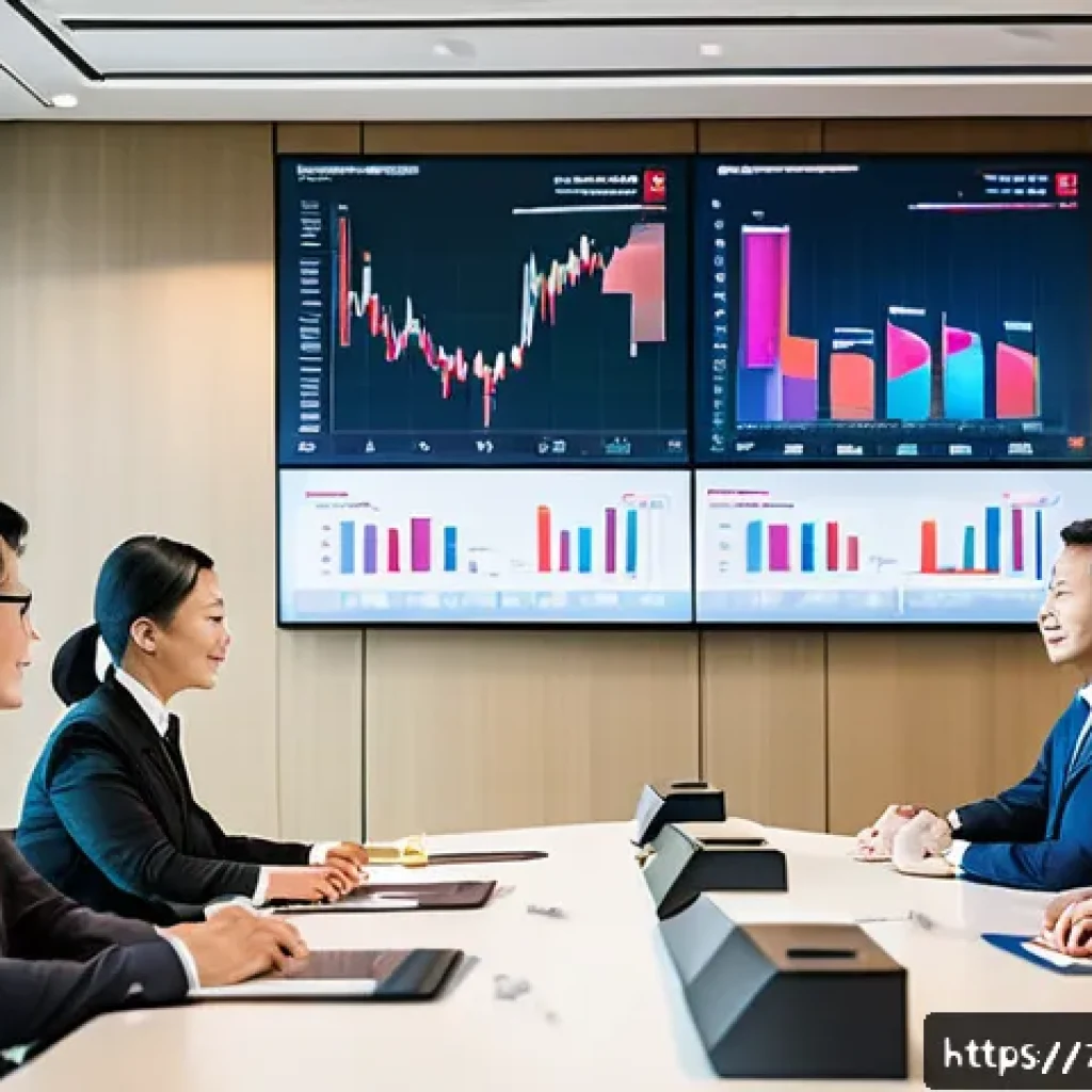 외환관리사와 외환 정책 제안 사례 - A modern corporate office scene featuring a diverse team of professionals in business attire discuss...