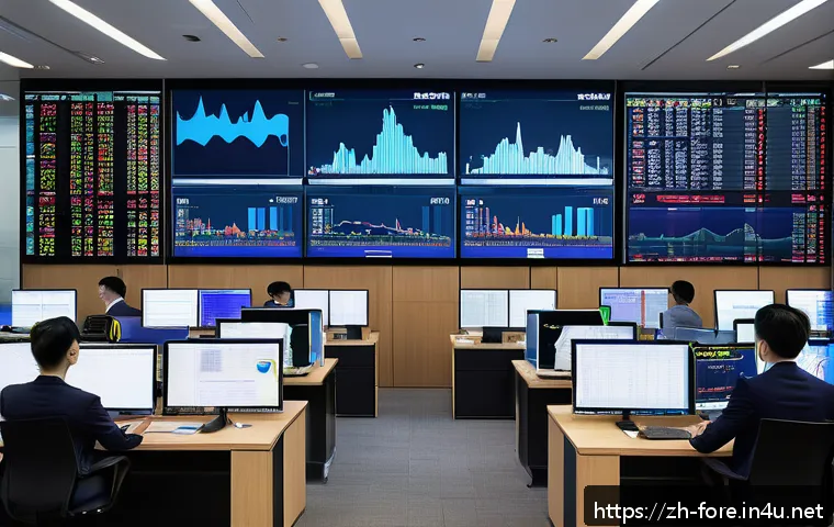 외환관리사와 기업의 외환 관리 개선 - A modern corporate office scene featuring a diverse team of professionals analyzing dynamic foreign ...