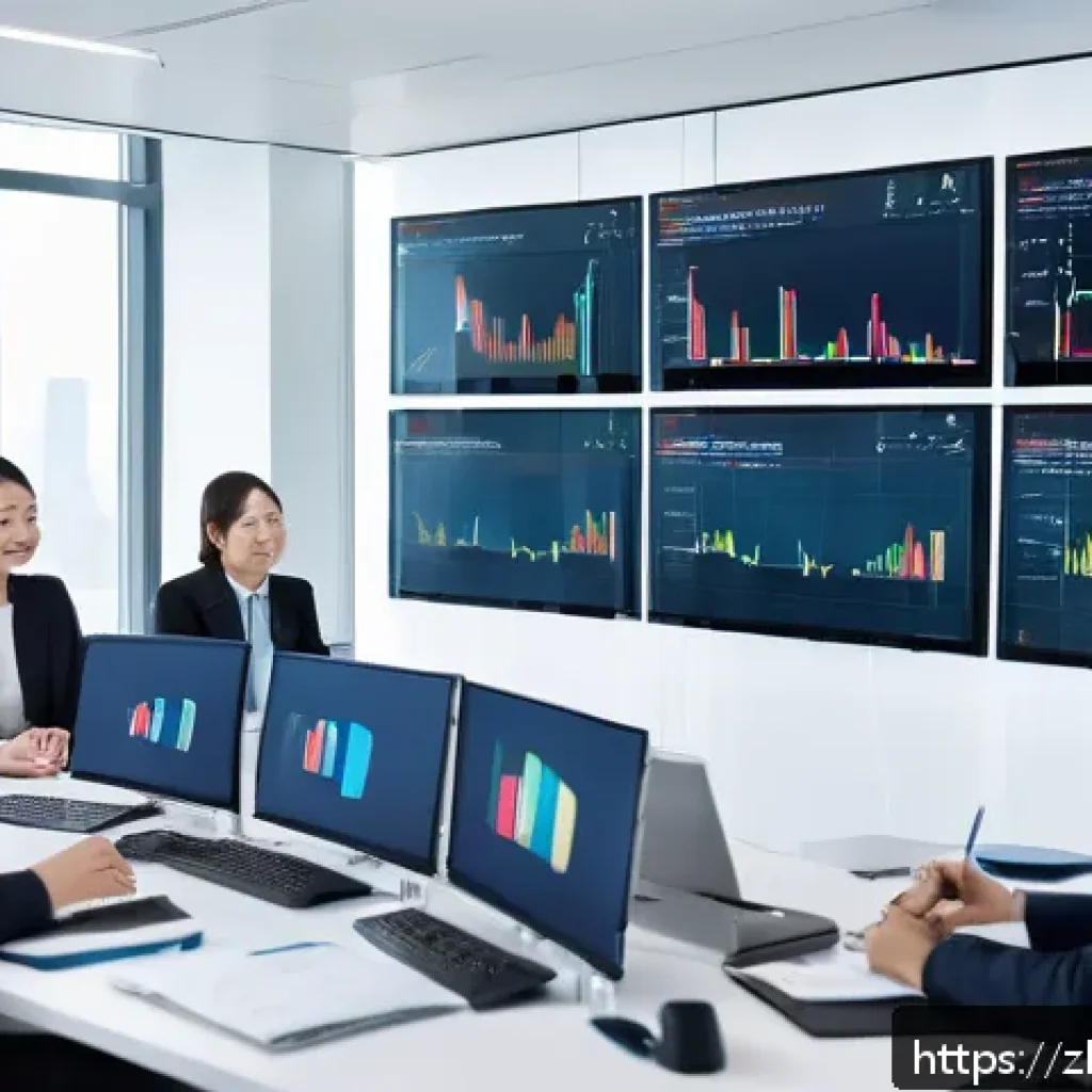 외환관리사 직무에서의 영어 활용법 - A modern, sleek office environment showing a diverse team of financial professionals engaged in a vi...