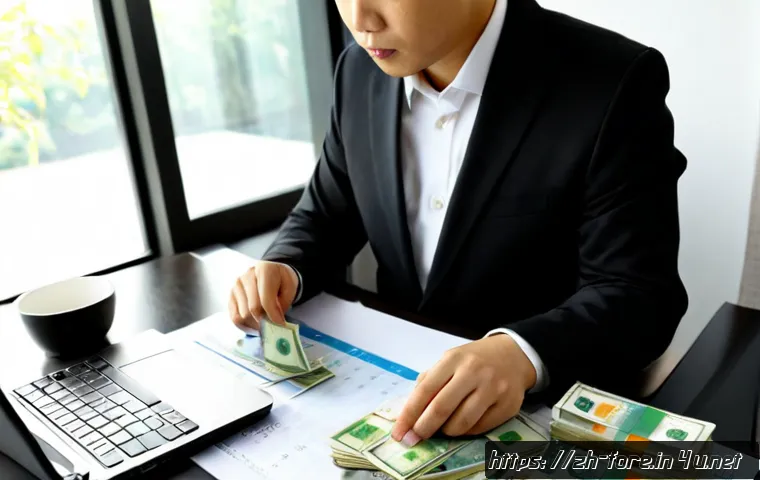 외환관리사와 외환 실무 팁 공유 - Photorealistic financial advisor and small business owner reviewing foreign currency exchange option...